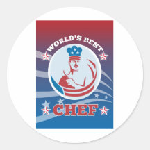 Der Kochs-Gruß-Karten-Plakat der Welt bestes ameri Runder Sticker