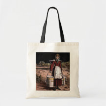 "Der milkmaid-" Vintage Illustration Einkaufstaschen