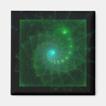 "Der quadratische grüne Wurm-" Fraktal-Kunst Kühlschrankmagnet