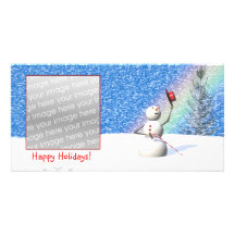 Der Snowy-Weihnachten des Schneemanns Individuelle Photo Karten