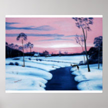 Der Sonnenuntergang eines Winters Plakatdruck