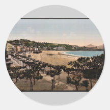 Der Strand, San Sebastián, Spanien Vintages Photoc Aufkleber