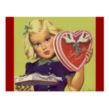 Der Vintage Tag des Valentines; Blonde Schokoladen Postkarten
