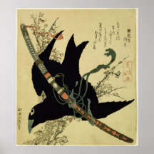 Der wenige Rabe mit der Minamoto Clanklinge Plakatdrucke