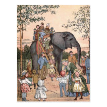 "Der Zoo-" Vintage Illustration Postkarten