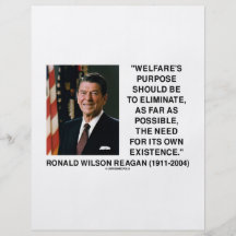 Der Zweck Ronald Reagan-Wohlfahrt beseitigen Bedar Flyer
