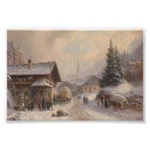 Deutsches Dorf im Winter Fotodruck