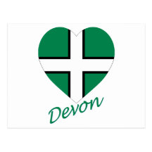 Devon-Flaggen-Herz mit Namen Postkarte