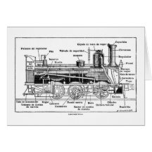 Diagramm des Dampf-Motors Grußkarten