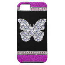 Diamant-Schmetterlings-heißes Rosa-Glitter iPhone 5 Etuis