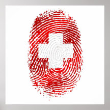 Die 100% Schweizer DNS Fingerabdruck Schweiz-Flagg Plakatdruck