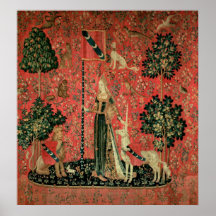 Die Dame und das Einhorn: 'Touch Posterdruck