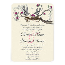 Die Fuchsie u. graue Vintage Vögel, die Wedding si Individuelle Einladungskarten