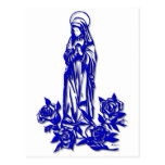 Die gesegnete Jungfrau Mary (mit blauen Rosen) Postkarte