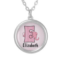 Die Halskette des Kindes des rosa Elefant-Monogram