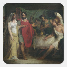 Die Hochzeit von Alexander der Große und von Roxan Quadrataufkleber