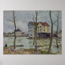 Die Mühlen am Moret-sur-Loing, Winter, 1890 Plakate