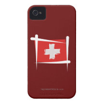 Die Schweiz-Bürsten-Flagge Case-Mate iPhone 4 Hüllen