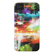 Digital Radial Colours Blur Glow Art Beautiful Des Case-Mate iPhone 4 Cases