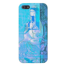 digitales Zeitalter elektronischer blauer Buddha iPhone 5 Cover