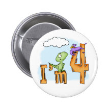 Dino-Spaß-4. Geburtstag Button