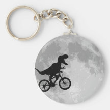 Dinosaurier auf einem Fahrrad im Himmel mit Mond Schlüsselbänder