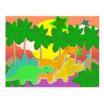 Dinosaurier-Sonnenuntergang-Postkarte
