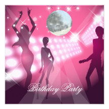 Disco-Retro rosa Geburtstags-Party Einladung
