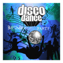 Disco-Tanz-Geburtstags-Party-Retro Blau Individuelle Einladungen