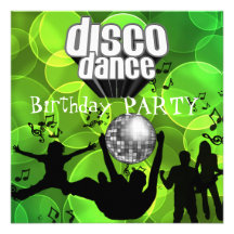 Disco-Tanz-Geburtstags-Party-Retro Limone Blasen Personalisierte Einladungskarten