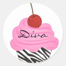 Diva-kleiner Kuchen Runde Aufkleber