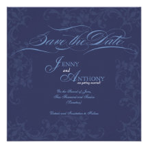 DIY Blau Save the Date, das Mitteilung Wedding ist Personalisierte Ankündigungskarten