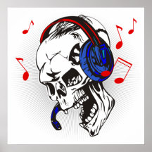 DJ-Schädel Posterdrucke