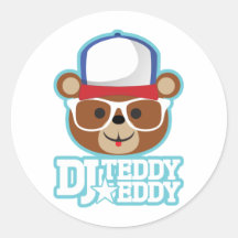 DJ-Teddybär-Wirbel Runde Sticker