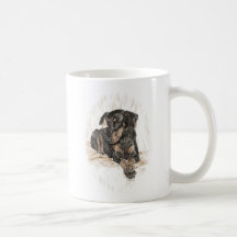 Dobermannpinscher-Hund mit den natürlichen Ohren Tee Tasse
