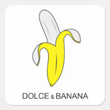 dolce und der Banane lustige Spaßmode Quadrataufkleber