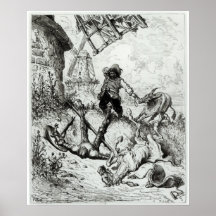 Don Quichote und die Windmühlen Plakatdrucke