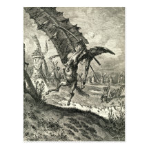 Don Quichote und die Windmühlen Postkarte