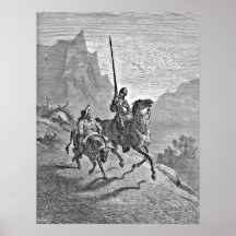 Don Quichote und Sancho Panza Illustration Plakate
