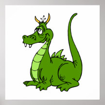 Doof grüner Drache Plakatdruck