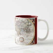Doppelhemisphäre-Weltkarte des 17. Jahrhunderts Tee Tasse