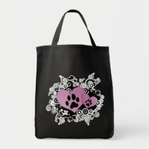 Doppelte Tatzen-Valentinsgruß-Herzen - Rosa Tasche