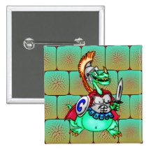 Drache-Krieger Anstecknadelbutton