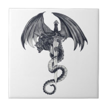 Drache-u. Klinge-Fliese