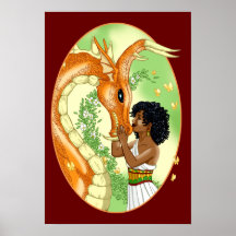 Drache und Prinzessin Print Poster