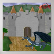 Drachen an der Tür Plakatdruck