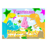 Drehen von 4 Cartoon Dinos Geburtstags-Party Einla