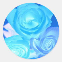 Drei blaue Rosen umgekehrtes Bild Runde Aufkleber