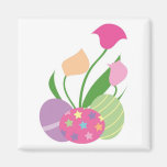 Drei dekorative Eier mit Blumen Magnets
