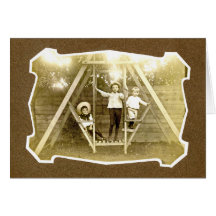 Drei Jungen auf Schwingen Vintages Notecard Grußkarte
